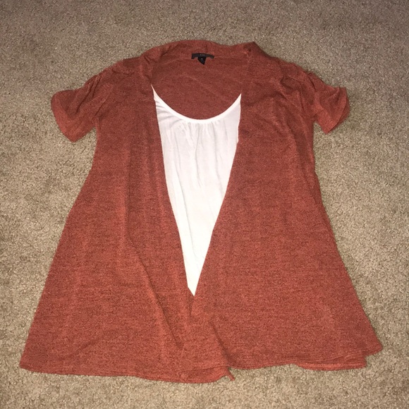 Burnt orange shirt with attached white tank top
